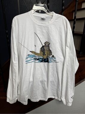 B. KLIBAN Hawaii Crazy Shirts Long Sleeve Tee Fishing Cat XL